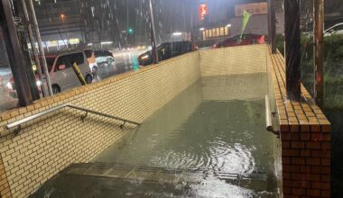 Underground walkway in Yaizu, Shizuoka completely flooded