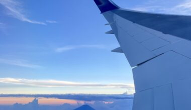 Leaving Japan with a view of Fuji and the sunset