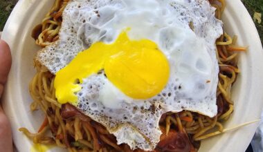 Pork yakisoba with an egg sunny side up from my local Japanese food truck