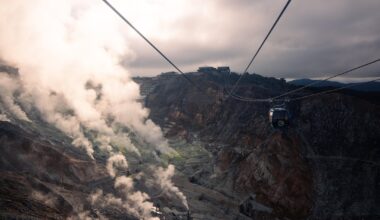 Floating over the Valley of Hell in Hakone