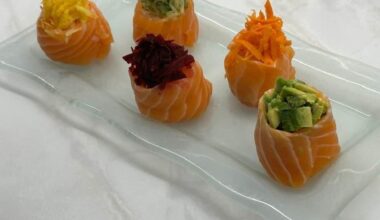 Salmon with a twist: When sushi meets its colorful, crunchy companions!