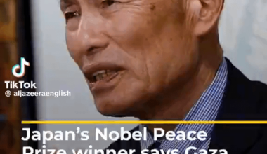 Toshiyuki Mimaki of Nihon Hidankyo, winner of the Nobel Peace Prize — says he thought people working for peace in Gaza should have won. He cries thinking of the children Israel killed: "The images of children in Gaza covered in blood held by their parents remind me of Japan 80 years ago."