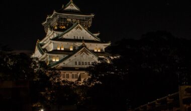 Osaka castle at night