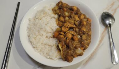 My attempt at Japanese curry using the blue Torokeru curry roux pack