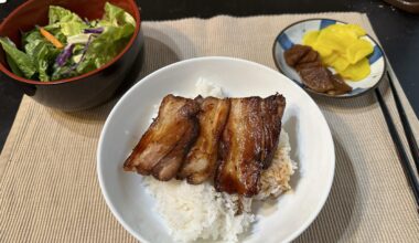 Homemade Chashu pork rice bowls.