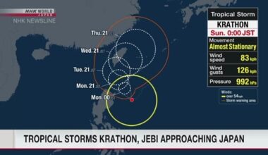 Tropical storms Krathon, Jebi may approach Japanese islands next week