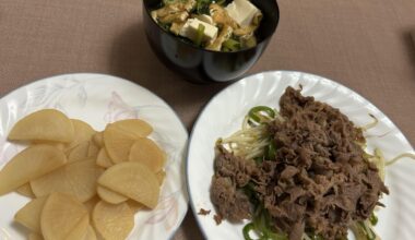 Homemade Japanese dinner from with local veggies from Chiba