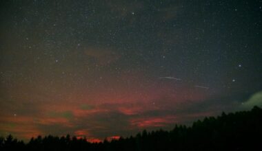 Red auroras paint the sky in Hokkaido